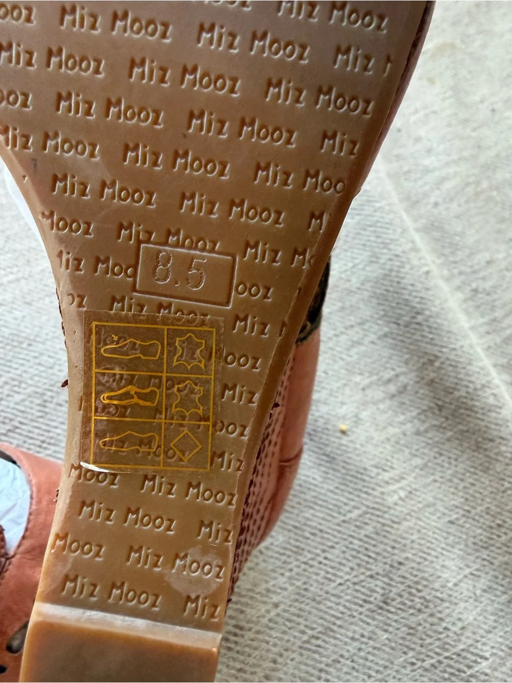 Miz Mooz Tan Cutout Leather Wedge Sandals